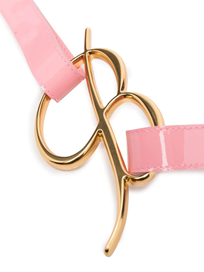 Shop Blumarine Logo-buckle Leather Belt In Rosa