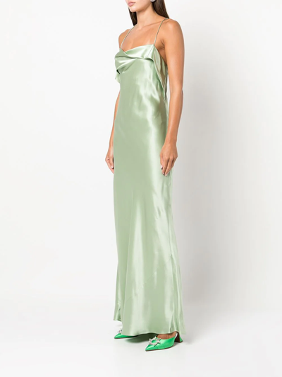 Michelle Mason Bias-cut Cowl Neck Gown In Green