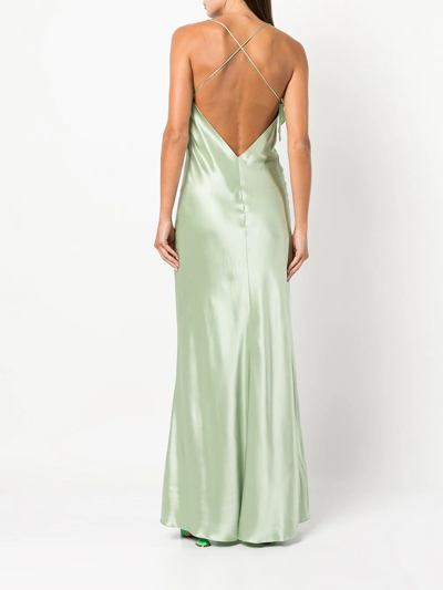 Shop Michelle Mason Bias-cut Cowl Neck Gown In Green