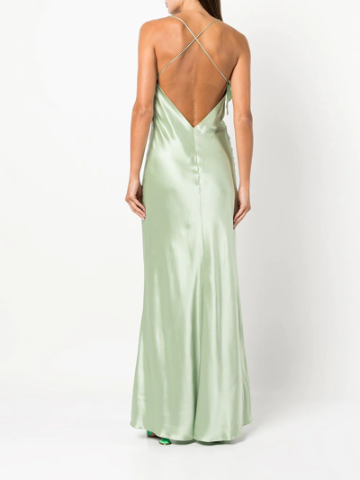 Michelle Mason Bias-cut Cowl Neck Gown In Green