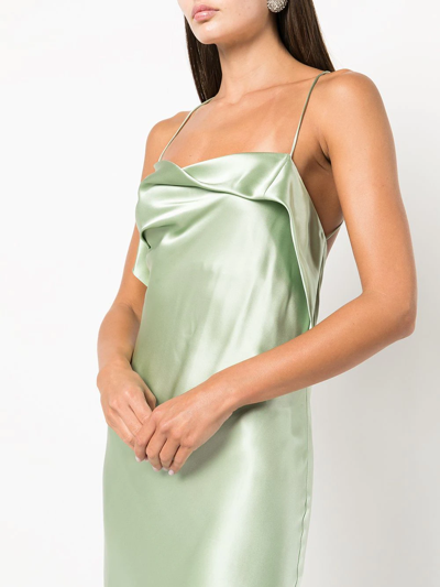 Michelle Mason Bias-cut Cowl Neck Gown In Green