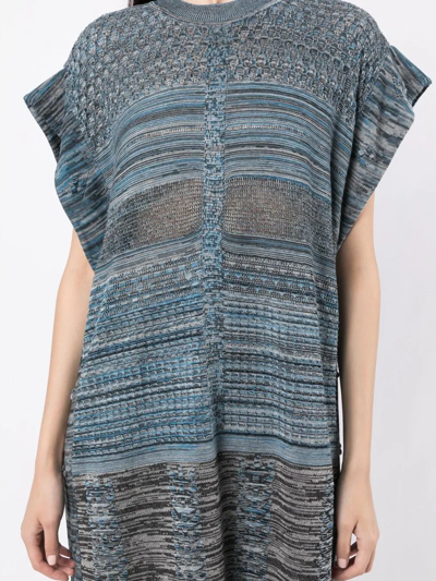 Shop Mame Kurogouchi Cap-sleeve Knitted Midi Dress In Blau