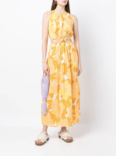 Faithfull The Brand Zeta Cut-out Detail Dress In Gelb