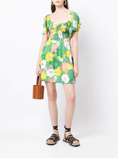 Shop Faithfull The Brand Domenica Floral-print Mini Dress In Grün
