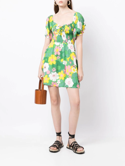 Faithfull The Brand Domenica Floral-print Mini Dress In Grün