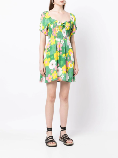 Faithfull The Brand Domenica Floral-print Mini Dress In Grün