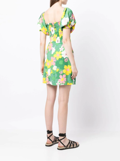 Faithfull The Brand Domenica Floral-print Mini Dress In Grün
