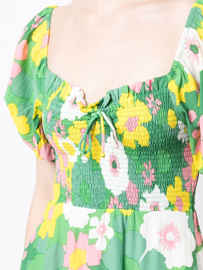 Faithfull The Brand Domenica Floral-print Mini Dress In Grün