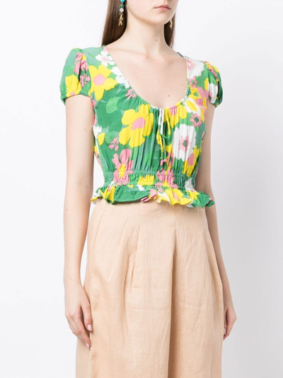 Shop Faithfull The Brand Las Oslas Floral-print Blouse In Grün