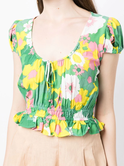 Shop Faithfull The Brand Las Oslas Floral-print Blouse In Grün