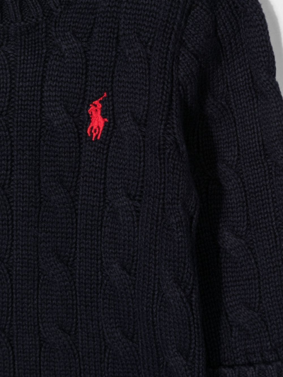 Shop Ralph Lauren Polo Pony Cable-knit Jumper In Blau