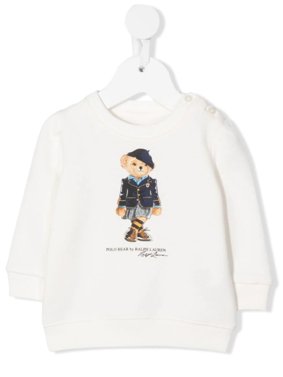 Shop Ralph Lauren Polo Bear Cotton Sweatshirt In Weiss