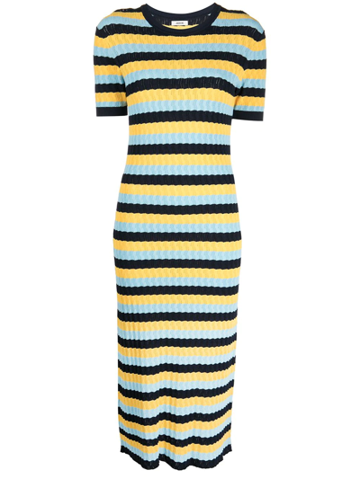 Shop Jason Wu Striped Short-sleeve Knit Dress In Blau