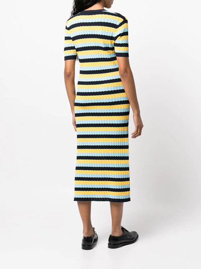 Shop Jason Wu Striped Short-sleeve Knit Dress In Blau
