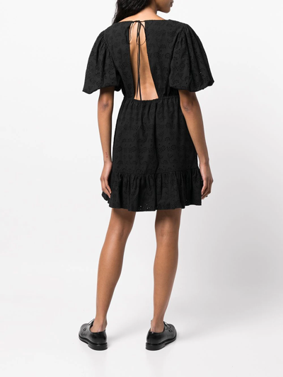 Shop Jason Wu Puff-sleeve Mini Dress In Schwarz