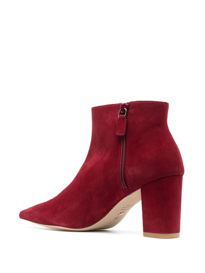 Shop Stuart Weitzman Sue Suede 70mm Ankle Boots In Rot