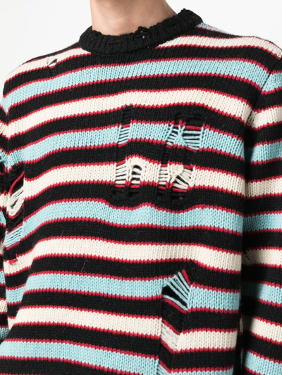 Shop Charles Jeffrey Loverboy Distressed-effect Striped Jumper In Schwarz