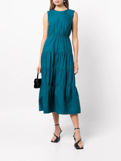 Shop Jason Wu Ruched Sleeveless Midi Dress In Blau