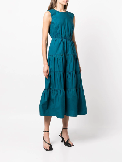 Shop Jason Wu Ruched Sleeveless Midi Dress In Blau