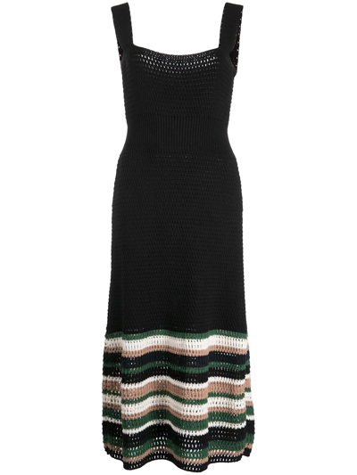 Shop Jason Wu Crochet-knit Midi Dress In Schwarz