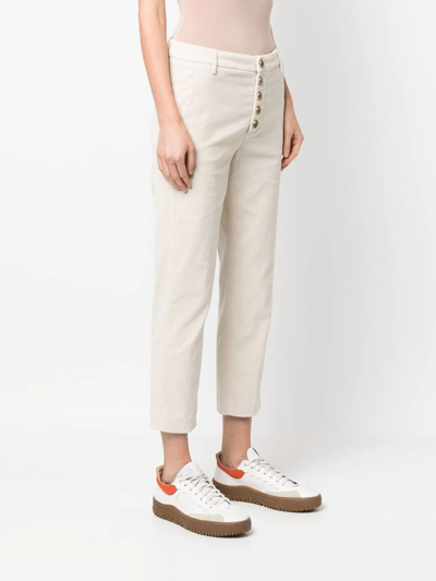 Shop Dondup Low-rise Cropped Trousers In Nude