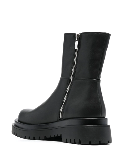 Versace Jeans Couture Buckled Round-toe Low-heel Boots In Schwarz