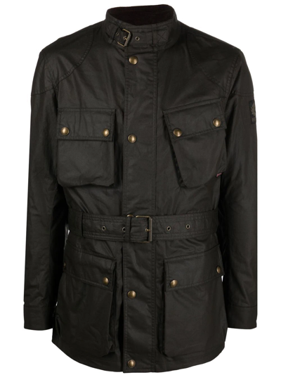 Shop Belstaff Trialmaster Waxed Cotton Jacket In Grün