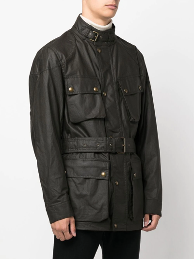 Shop Belstaff Trialmaster Waxed Cotton Jacket In Grün