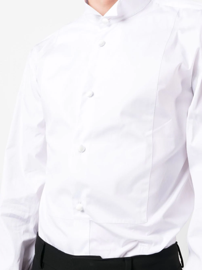 Shop Balmain Wingtip-collar Long-sleeve Shirt In Weiss