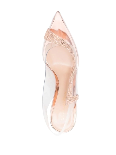 Gianvito Rossi Bronze Hortensia Pumps With Transparent Inserts And Crystal Embellishments For Women In Pink