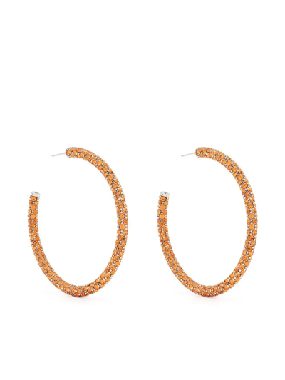Shop Amina Muaddi Cameron Large Hoop Earrings In Orange