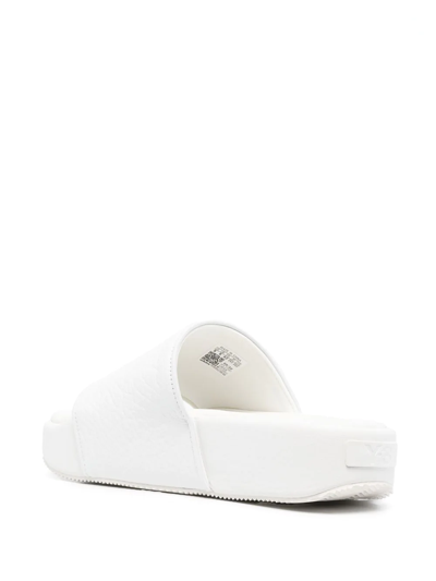 Shop Y-3 Calf-leather Slides In Weiss