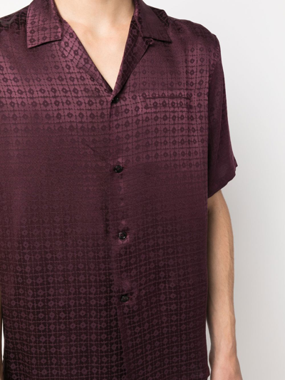 Shop Saint Laurent Silk Short-sleeved Shirt In Violett