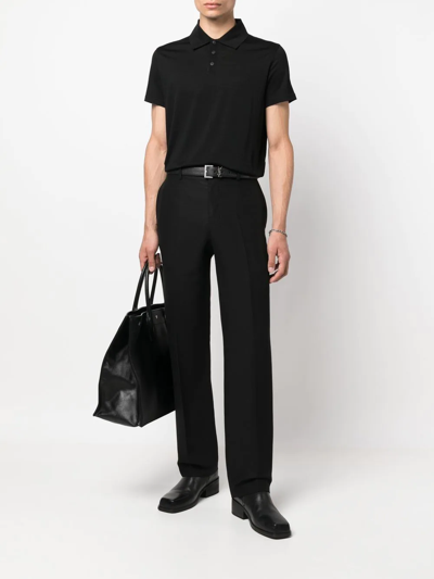 Saint Laurent Embroidered-logo Polo Shirt In Schwarz