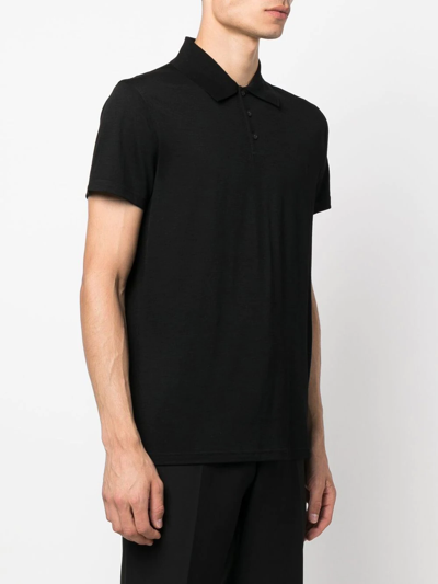 Saint Laurent Embroidered-logo Polo Shirt In Schwarz