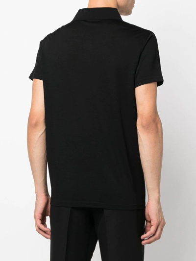 Saint Laurent Embroidered-logo Polo Shirt In Schwarz