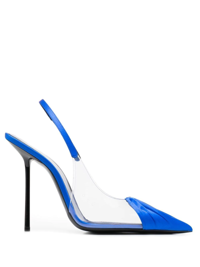 Shop Saint Laurent 140mm Pointed-toe Leather Pumps In Blau