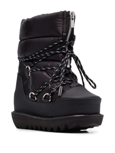 Shop Sacai Quilted Lace-up Ankle Boots In Schwarz