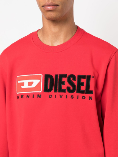 Shop Diesel Logo-print Cotton Sweatshirt In Rot