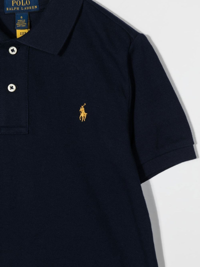 Shop Ralph Lauren Polo Pony Embroidered Polo Top In Blau