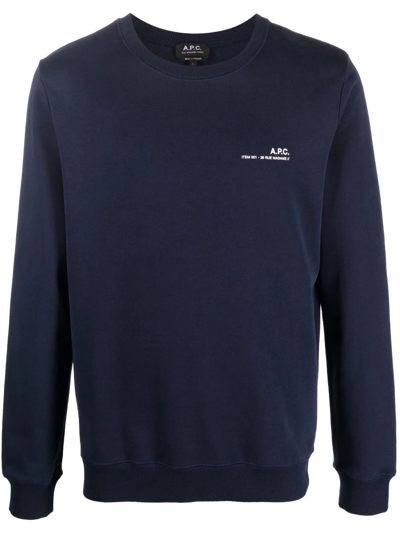 Shop Apc Item Logo-print Sweatshirt In Blau