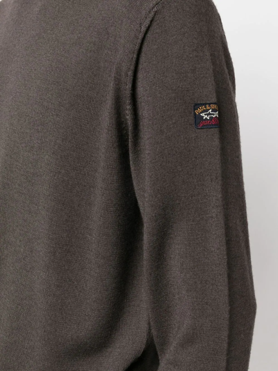 Paul & Shark Crewneck In Extrafine Merino Wool In Braun
