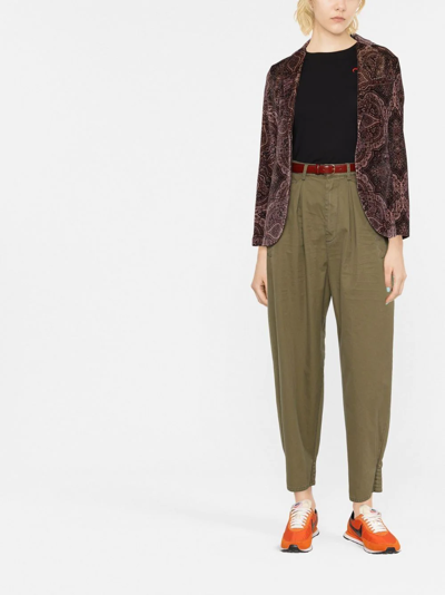 Dsquared2 Woman Khaki Cotton Trousers With Pence In Grün