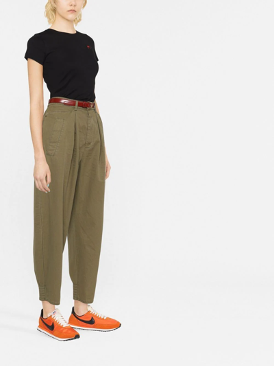 Dsquared2 Woman Khaki Cotton Trousers With Pence In Grün