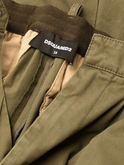 Shop Dsquared2 Cotton Tapered Trousers In Grün