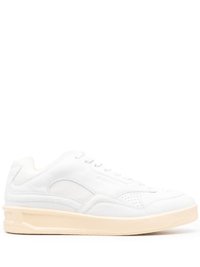 Shop Jil Sander Panelled Low-top Leather Sneakers In Weiss