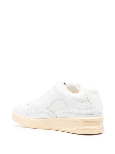 Shop Jil Sander Panelled Low-top Leather Sneakers In Weiss