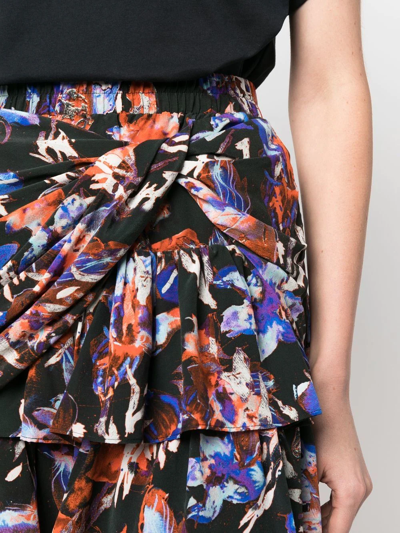 Shop Iro Floral-print Ruffled Mini Skirt In Schwarz