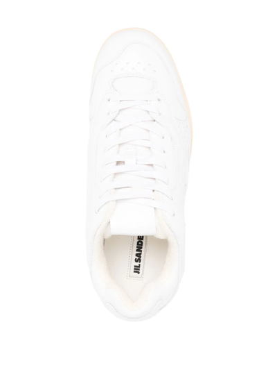 Shop Jil Sander Panelled Low-top Leather Sneakers In Weiss