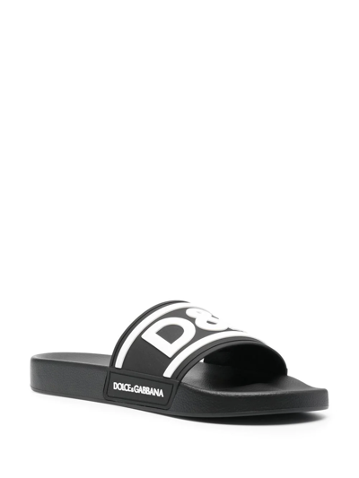 Shop Dolce & Gabbana Logo-print Beach Sliders In Schwarz